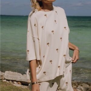 Daily Drills Cream Palm Tree Swim Cover-Up